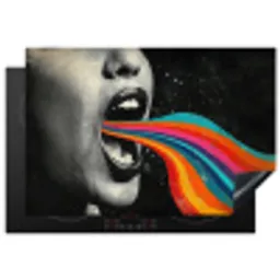 Mond - Golven - Regenboog Inductie beschermer vinyl 3mm klein -3d
