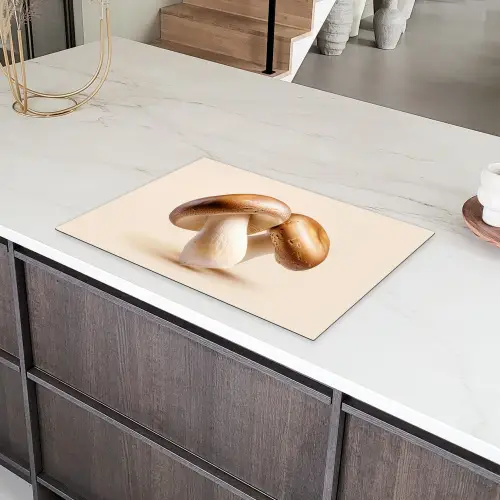 Champignons - Zacht - Beige Inductie beschermer vinyl 3mm klein -sfeer8