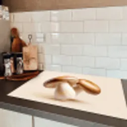 Champignons - Zacht - Beige Inductie beschermer vinyl 3mm klein -sfeer3