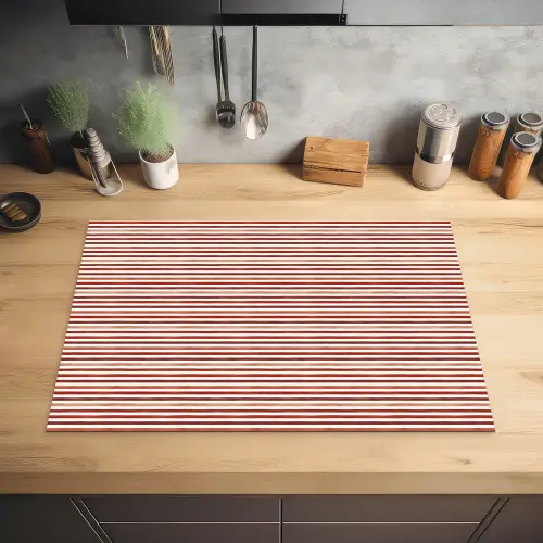 Nautisch - Chic - Strepen - Rood Inductie beschermer vinyl 3mm klein 276 -sfeer5