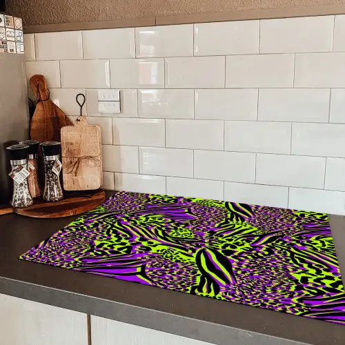 Neon - Paars - Dieren - Patroon Inductie beschermer vinyl 3mm klein 276 -sfeer3