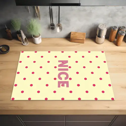 Nice - Stippen - Roze - Geel Inductie beschermer vinyl 3mm klein -sfeer5