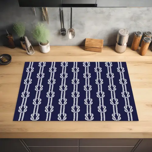 Oceaan - Touw - Blauw - Wit Inductie beschermer vinyl 3mm klein 276 -sfeer5