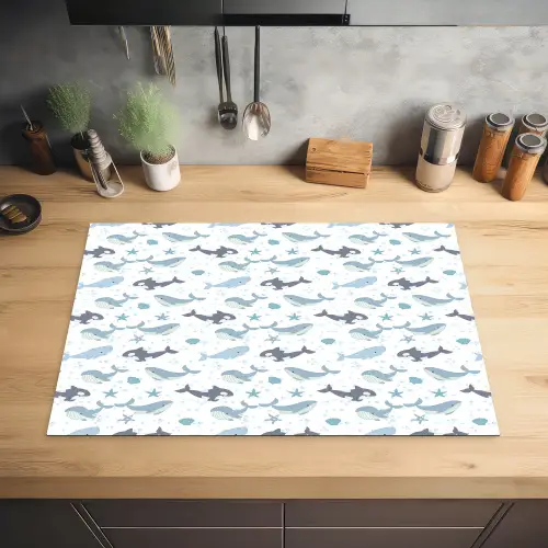 Oceaan - Walvis - Orka - Blauw Inductie beschermer vinyl 3mm klein 276 -sfeer5