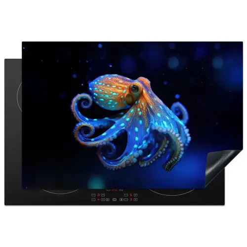 Octopus - Stippen - Blauw - Zee Inductie beschermer vinyl 3mm klein -3d