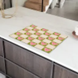Olijfgroen - Hartjes - Patroon - Retro Inductie beschermer vinyl 3mm klein 276 -sfeer8