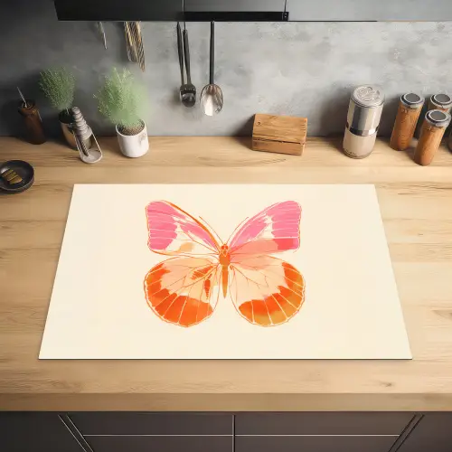Oranje - Vlinder - Minimalistisch Inductie beschermer vinyl 3mm klein -sfeer5