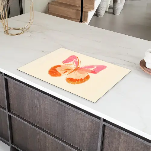 Oranje - Vlinder - Minimalistisch Inductie beschermer vinyl 3mm klein -sfeer8