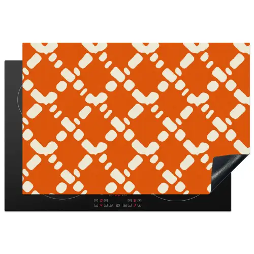 Oranje - Ruitpatroon - Wit Inductie beschermer vinyl 3mm klein 276 -3d