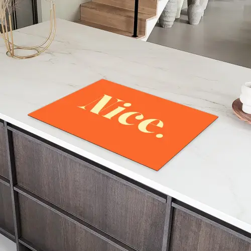 Oranje - Gebroken wit - Nice Inductie beschermer vinyl 3mm klein -sfeer8