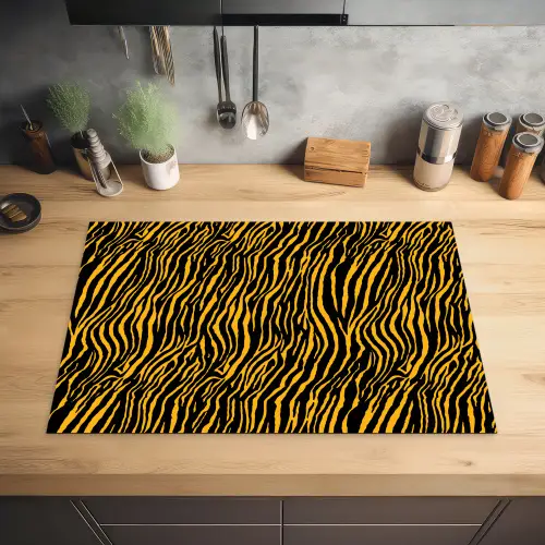 Oranje - Tijger - Zwart - Patroon Inductie beschermer vinyl 3mm klein 276 -sfeer5