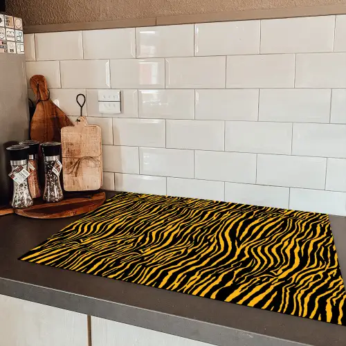 Oranje - Tijger - Zwart - Patroon Inductie beschermer vinyl 3mm klein 276 -sfeer3