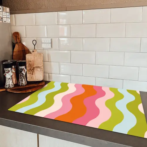 Banen - Golven - Kleurrijk - Verticaal Inductie beschermer vinyl 3mm klein -sfeer3