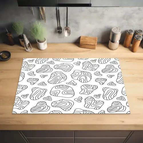Organisch - Lijnen - Zwart Inductie beschermer vinyl 3mm klein 276 -sfeer5