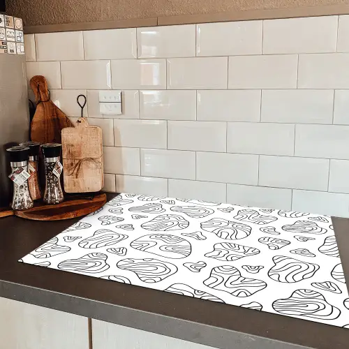 Organisch - Lijnen - Zwart Inductie beschermer vinyl 3mm klein 276 -sfeer3