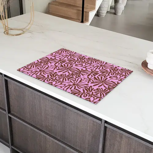 Organisch - Patroon - Roze Inductie beschermer vinyl 3mm klein 276 -sfeer8