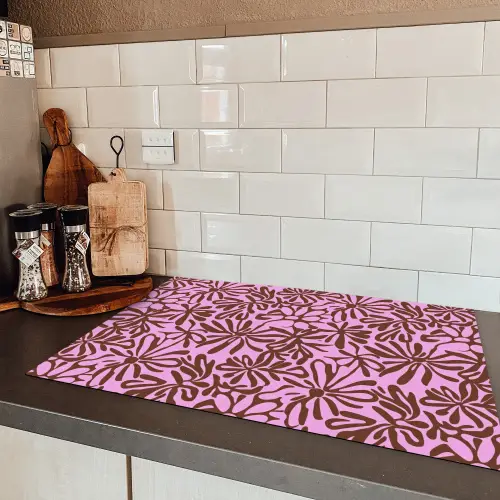 Organisch - Patroon - Roze Inductie beschermer vinyl 3mm klein 276 -sfeer3