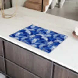 Palmblad - Patroon - Blauw Inductie beschermer vinyl 3mm klein 276 -sfeer8