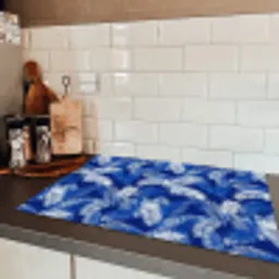 Palmblad - Patroon - Blauw Inductie beschermer vinyl 3mm klein 276 -sfeer3