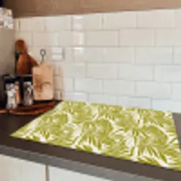 Palmblad - Patroon - Groen Inductie beschermer vinyl 3mm klein 276 -sfeer3