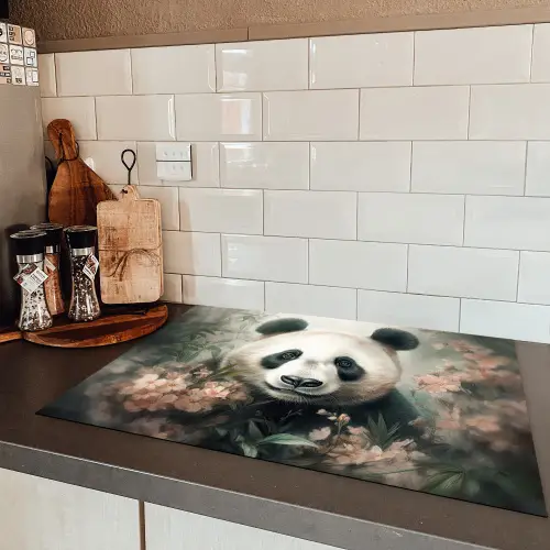 Panda - Dieren - Bloemen - Planten Inductie beschermer vinyl 3mm middel -sfeer3