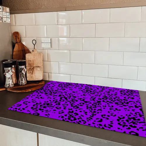 Panterprint - Paars - Patroon Inductie beschermer vinyl 3mm klein 276 -sfeer3