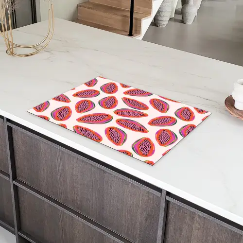 Papaja - Patroon - Roze Inductie beschermer vinyl 3mm klein 276 -sfeer8