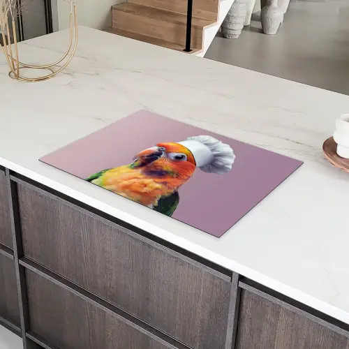 Papegaai - Koksmuts - Nieuwsgierig - Vogel Inductie beschermer vinyl 3mm klein -sfeer8