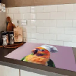 Papegaai - Koksmuts - Nieuwsgierig - Vogel Inductie beschermer vinyl 3mm klein -sfeer3