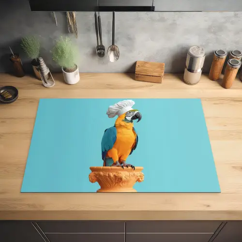 Papegaai - Koksmuts - Grappig - Vogel Inductie beschermer vinyl 3mm klein -sfeer5