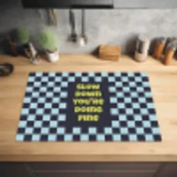 Patroon - Geblok - Blauw - Slow down you're doing fine Inductie beschermer vinyl 3mm klein -sfeer5