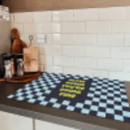 Patroon - Geblok - Blauw - Slow down you're doing fine Inductie beschermer vinyl 3mm klein -sfeer3