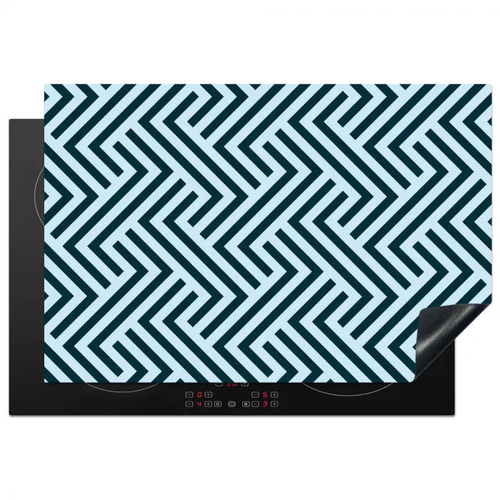 Patroon - Blauw - Lijnen - Zigzag Inductie beschermer vinyl 3mm klein 276 -3d