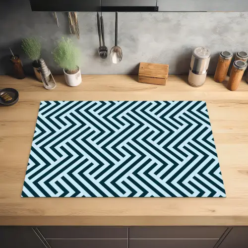 Patroon - Blauw - Lijnen - Zigzag Inductie beschermer vinyl 3mm klein 276 -sfeer5