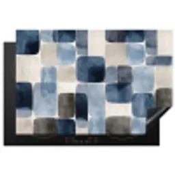 Patroon - Blauw - Vierkanten Inductie beschermer vinyl 3mm klein -3d