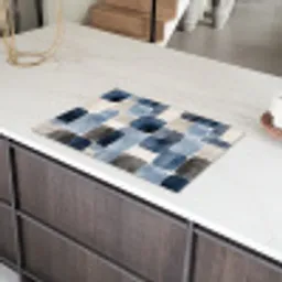 Patroon - Blauw - Vierkanten Inductie beschermer vinyl 3mm klein -sfeer8