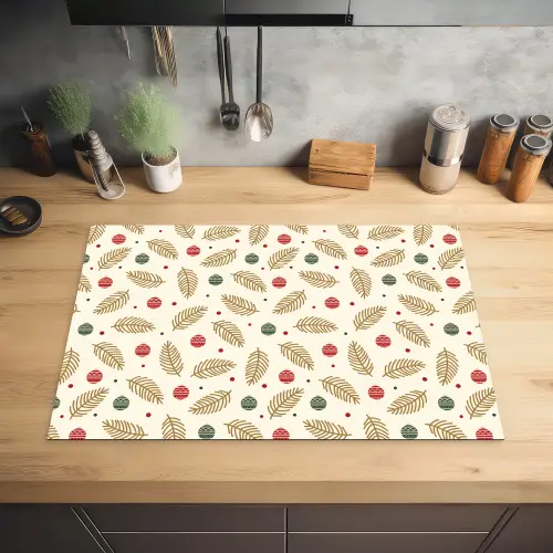 Patroon - Kerst - Symbolen - Beige Inductie beschermer vinyl 3mm klein 276 -sfeer5