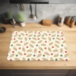 Patroon - Kerst - Symbolen - Beige Inductie beschermer vinyl 3mm klein 276 -sfeer5