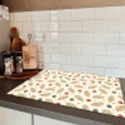 Patroon - Kerst - Symbolen - Beige Inductie beschermer vinyl 3mm klein 276 -sfeer3