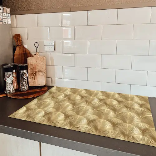 Patroon - Waaier - Goud Inductie beschermer vinyl 3mm klein 276 -sfeer3