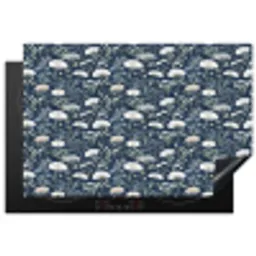 Chic - Bloemen - Wit - Blauw Inductie beschermer vinyl 3mm klein 276 -3d