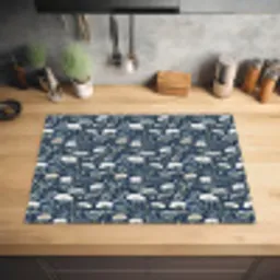 Chic - Bloemen - Wit - Blauw Inductie beschermer vinyl 3mm klein 276 -sfeer5