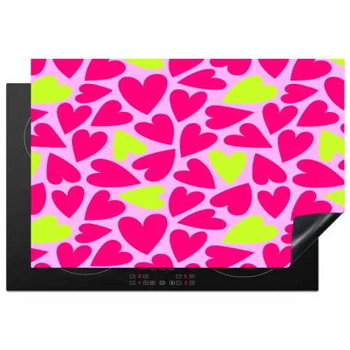Patroon - Hart - Roze - Groen Inductie beschermer vinyl 3mm klein 276 -3d