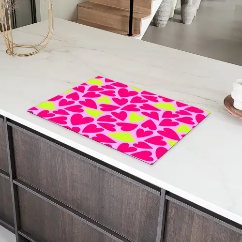 Patroon - Hart - Roze - Groen Inductie beschermer vinyl 3mm klein 276 -sfeer8