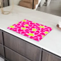 Patroon - Hart - Roze - Groen Inductie beschermer vinyl 3mm klein 276 -sfeer8
