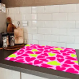 Patroon - Hart - Roze - Groen Inductie beschermer vinyl 3mm klein 276 -sfeer3