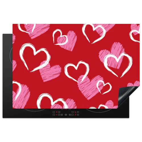 Patroon - Hartjes - Roze - Valentijn Inductie beschermer vinyl 3mm klein -3d