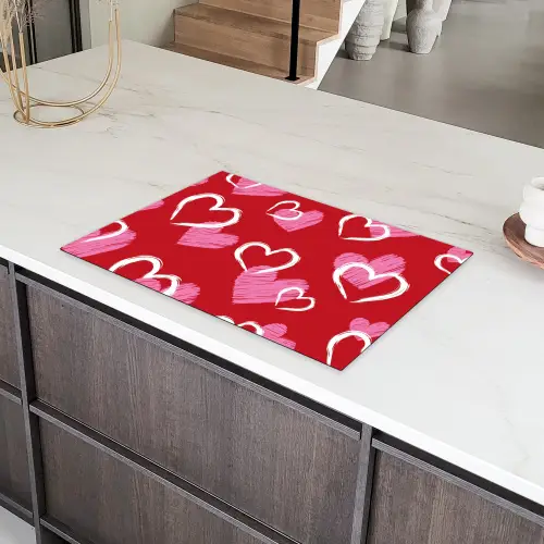 Patroon - Hartjes - Roze - Valentijn Inductie beschermer vinyl 3mm klein -sfeer8