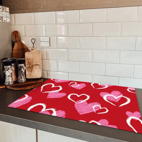Patroon - Hartjes - Roze - Valentijn Inductie beschermer vinyl 3mm klein -sfeer3