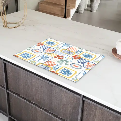 Zee - Sfeer - Tomaat - Mozaïek Inductie beschermer vinyl 3mm klein 276 -sfeer8